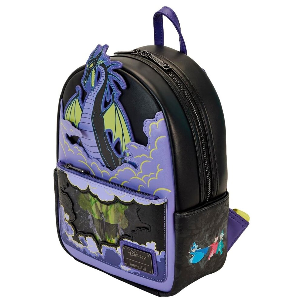 Loungefly Disney Maleficent Dragon Lenticular & Glow in the Dark Backpack NWT - Picture 5 of 10